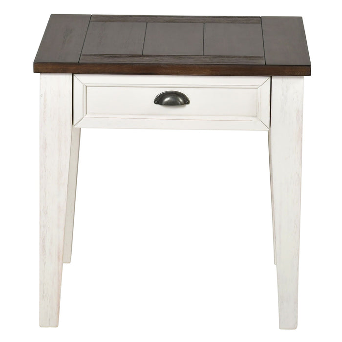 Cayla - End Table - Dark Oak / White