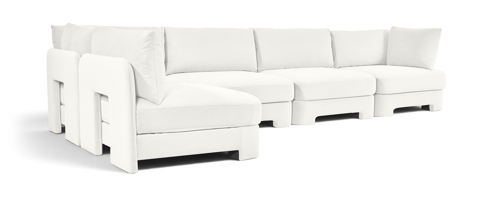 Hammond - Velvet Performance Fabric Upholstered 5 Piece L-Shaped Sectional