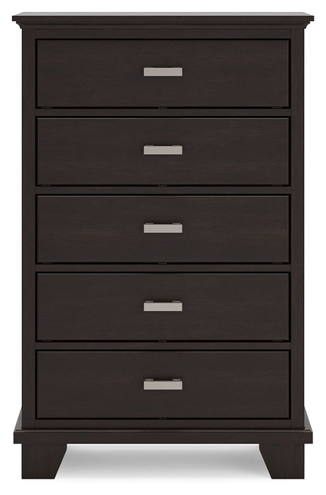 Covetown - Five Drawer Chest - Dark Brown - Albert's Furniture (Wayne, MI)