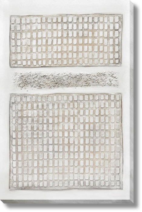 Neutral Grid Relief - 39" x 59" Framed Wall Art - Beige - Albert's Furniture (Wayne, MI)