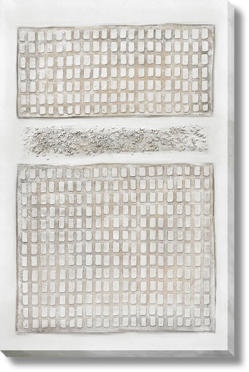 Neutral Grid Relief - 39" x 59" Framed Wall Art - Beige - Albert's Furniture (Wayne, MI)