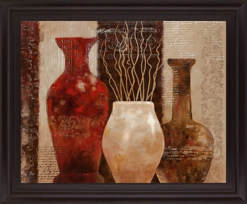 Umber Trio Harmony - 28" x 34" Framed Wall Art - Dark Brown