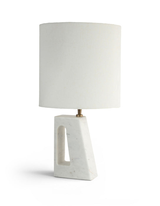 Vellum - Genuine Marble Base And Linen Textured Fabric Shade Table Lamp