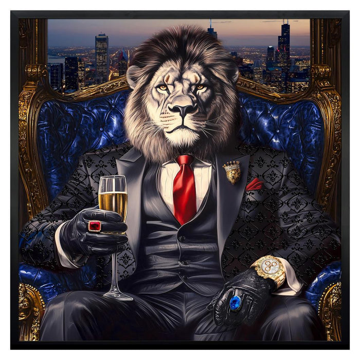 Regal Lion's Toast - 35" x 35" Framed Wall Art - Albert's Furniture (Wayne, MI)