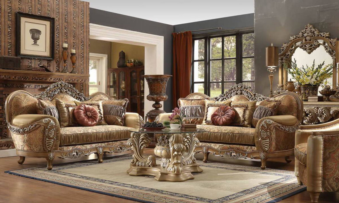 HD-622 - 3 Piece Sofa Set - Light Maple With Silver Highlight