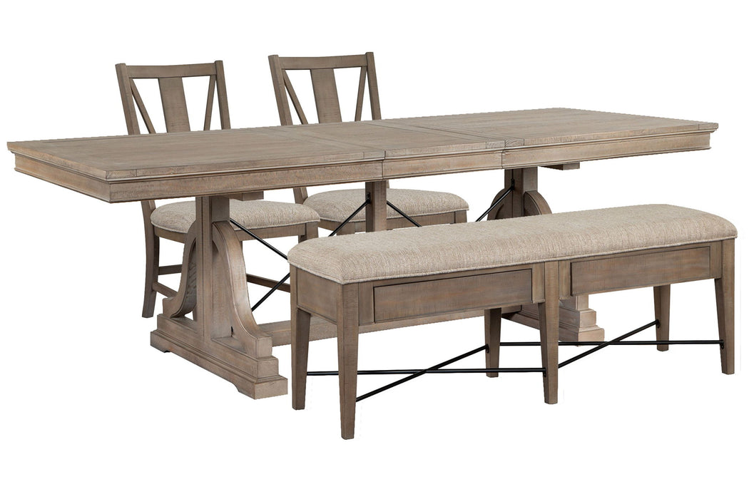 Paxton Place - Extendable Trestle Dining Table Set