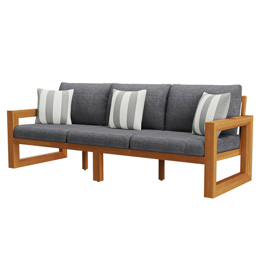 Bristol - Bay Wood Outdoor Sofa With Cushions - Natural / Brown / Gray - Albert's Furniture (Wayne, MI)