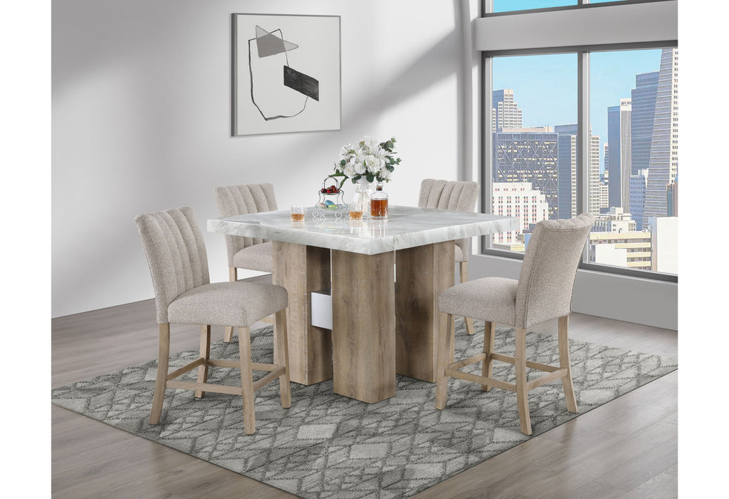 D04 - 5 Piece Dining Room Set (Bar Table And 4 Bar Stools) - Natural Silver - Albert's Furniture (Wayne, MI)