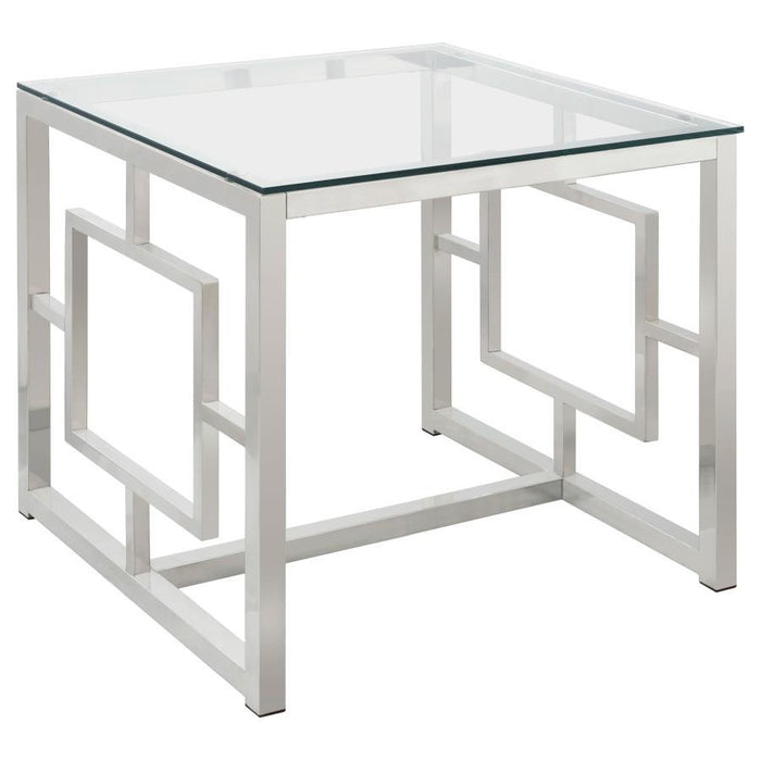 Merced - Square Glass Top Side End Table - Nickel