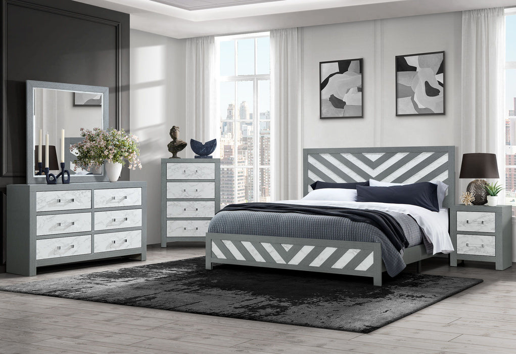 Micah - 5 Piece King Bedroom Set - Gray