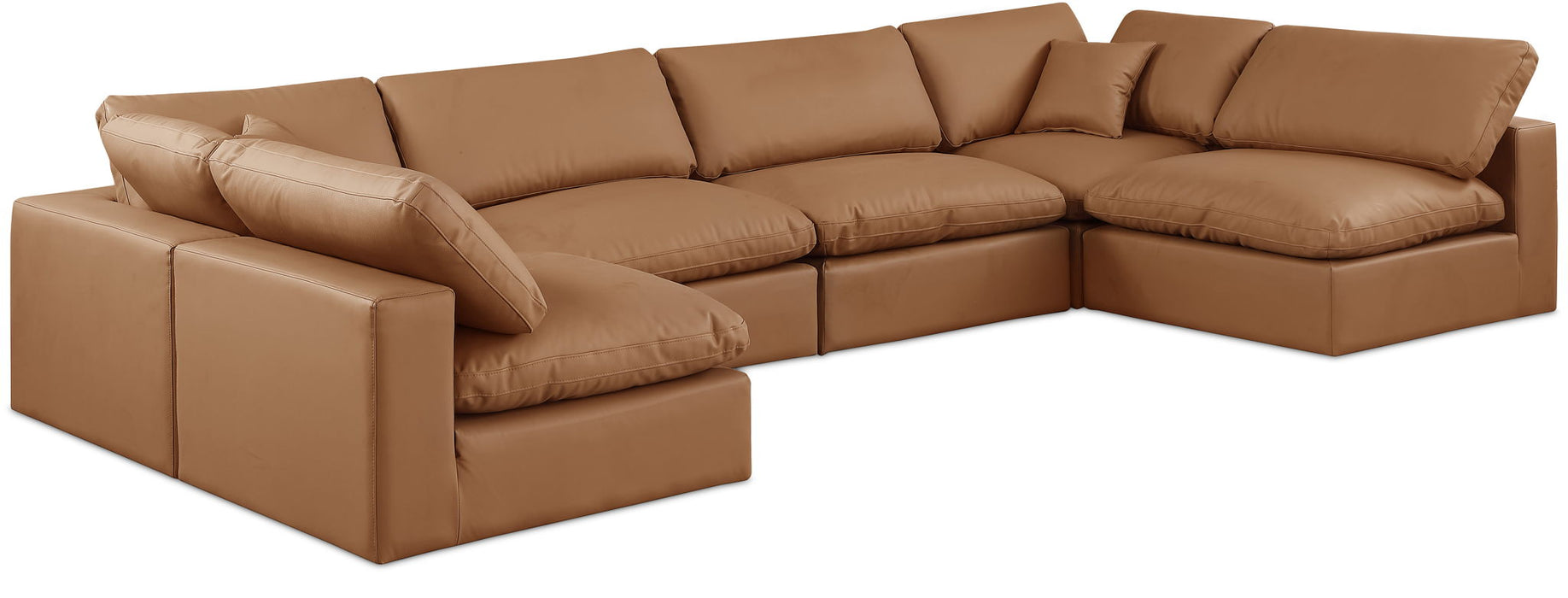 Comfy - 6 Piece Faux Leather Modular Armless Sectional