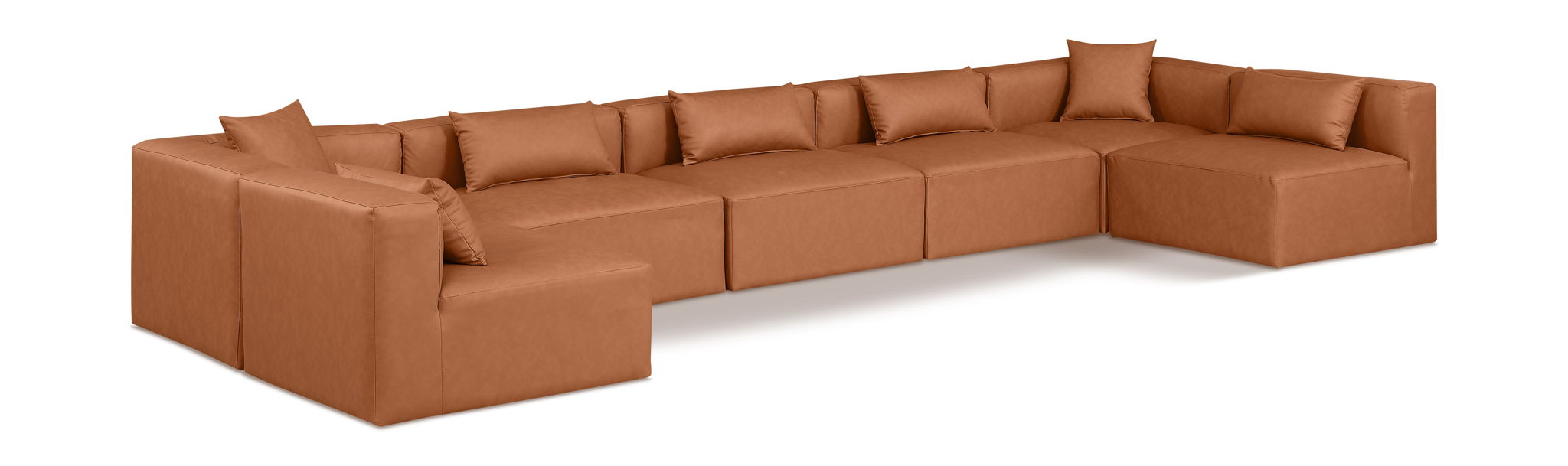 Cube - 7 Piece Modular U-Shaped Sectional - Cognac