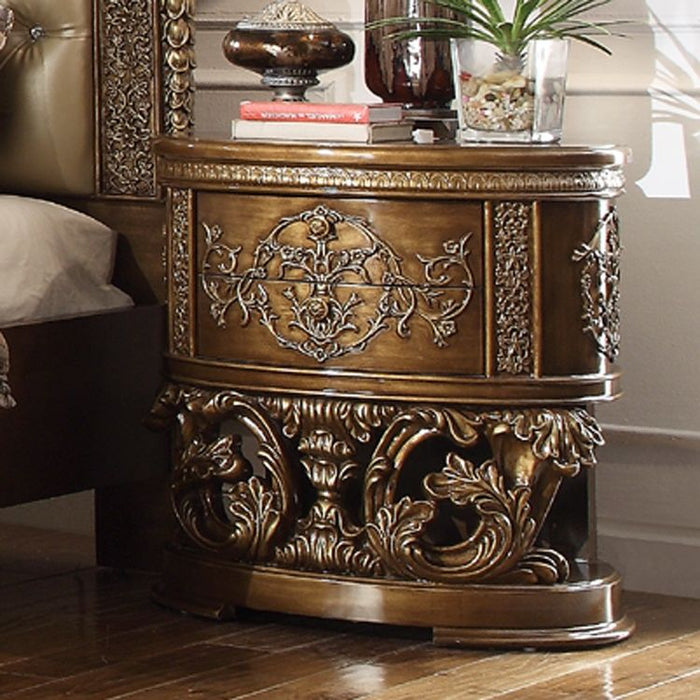 HD-8018 - Nightstand - Antique Gold & Perfect Brown