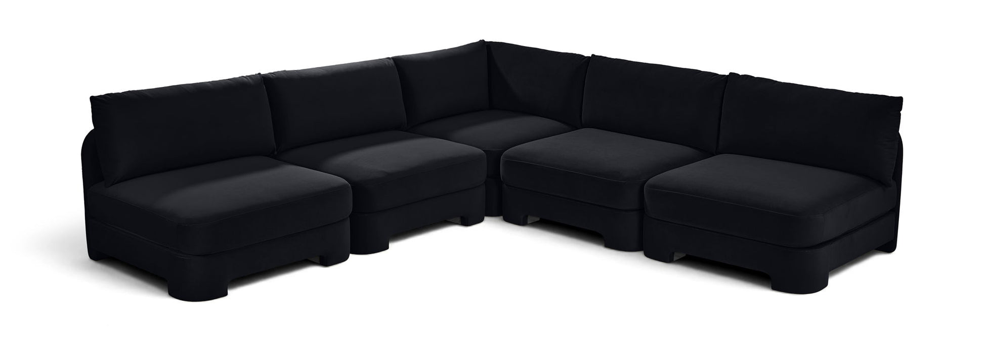 Hammond - Velvet Performance Fabric Upholstered 5 Piece Armless Sectional