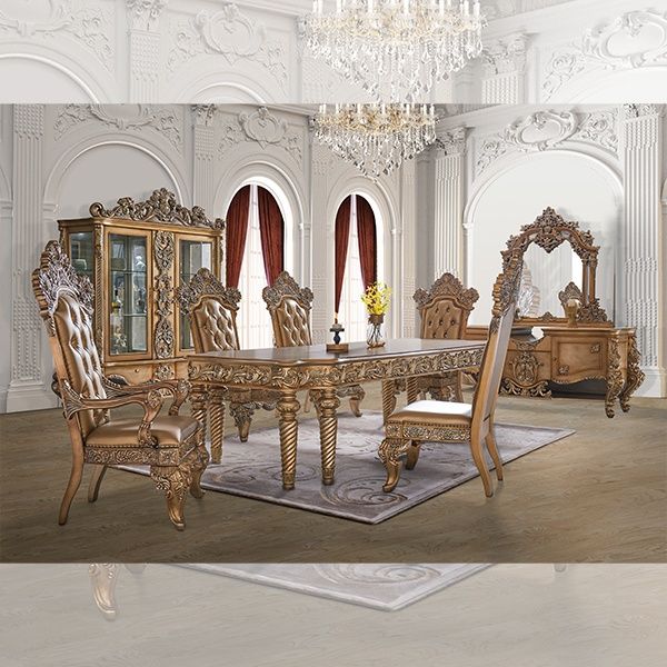 HD-1816 - 7 Piece Dining Set - Golden Bronze