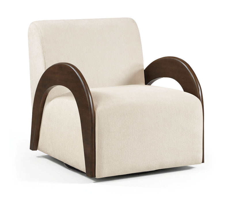 Neria - Chenille Fabric Upholstered Swivel Accent Chair - Painted Brown Base