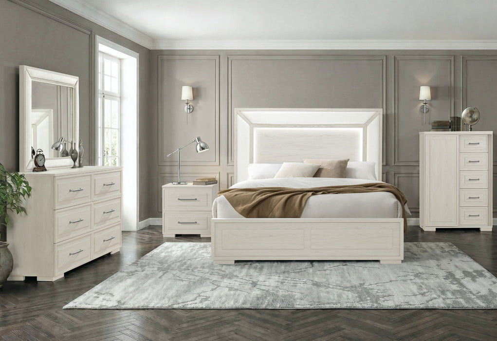 Clara - 5 Piece Queen Bedroom Set (Bed, Dresser & Mirror, Nightstand, Chest) - Beige