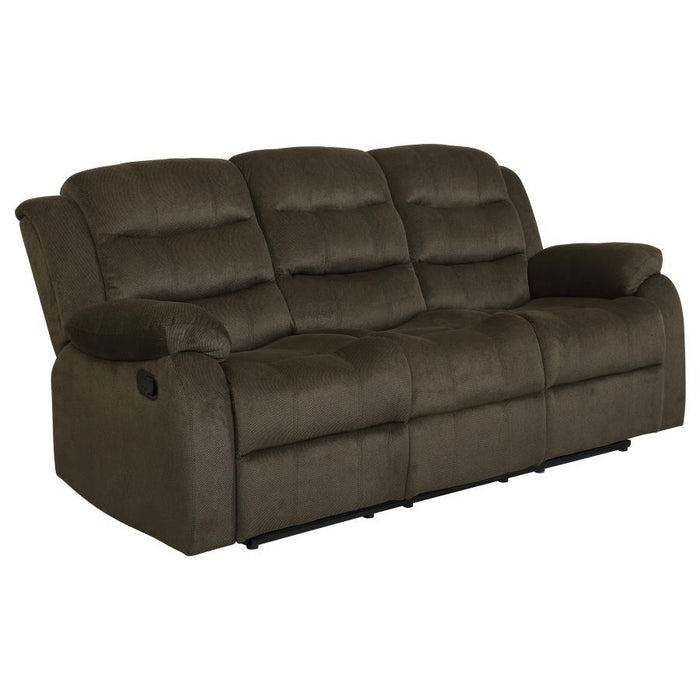 Rodman - Upholstered Padded Arm Reclining Sofa - Olive Brown