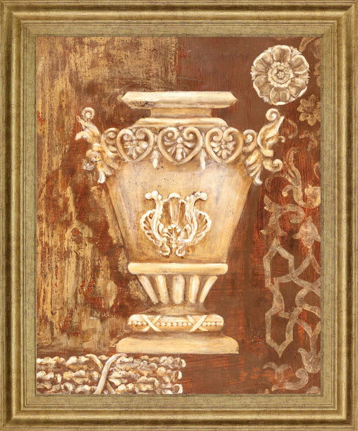 Ornate Taupe Vessel - 28" x 34" Framed Wall Art - Gold - Albert's Furniture (Wayne, MI)