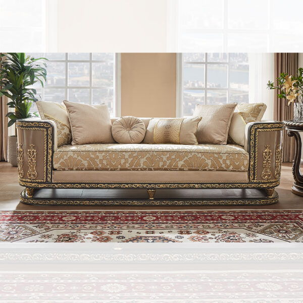 HD-9011 - Loveseat - Gray / Beige / Gold