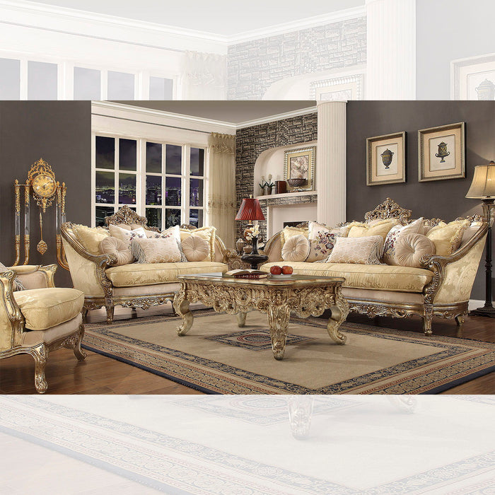 HD-2626 - 3 Piece Sofa Set - Gold With Rust Highlights