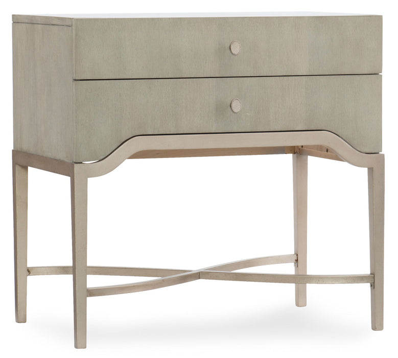 Elixir - 2-Drawer Nightstand - Pearl Silver