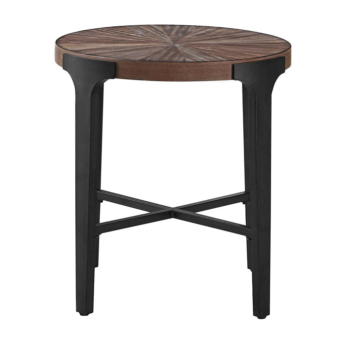 Chevron - Round End Table - Brown