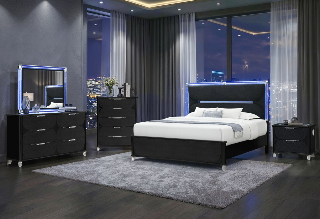 Lando - 5 Piece King Bedroom Set (Bed, Dresser & Mirror, Nightstand, Chest) - Black