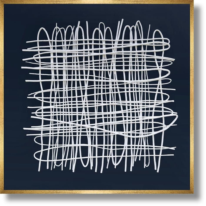 Ivory Tangle Lattice - 39" x 39" Framed Wall Art - Blue - Albert's Furniture (Wayne, MI)