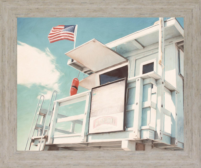 Seaside Watchtower - 28" x 34" Framed Wall Art - Light Blue