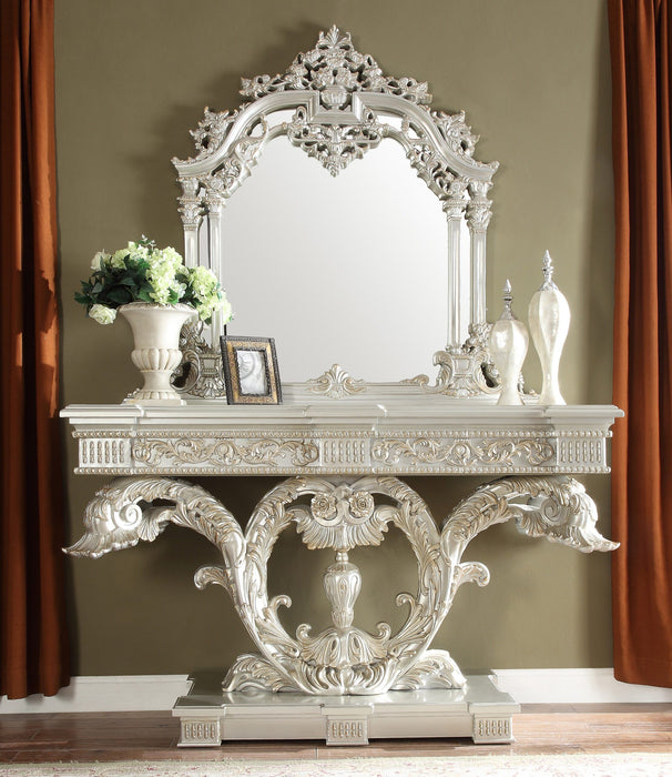 HD-8088 - Console Table - Silver With Gold Highlight