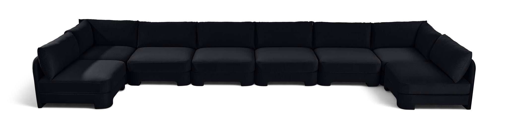 Hammond - Velvet Performance Fabric Upholstered 8 Piece U-Shaped Armless Sectional - Beige