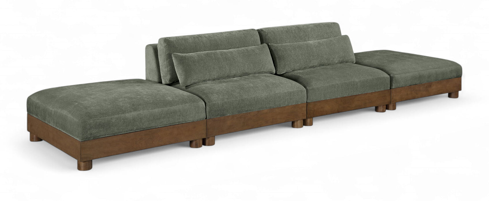 Turin - Chenille Fabric Upholstered Modular Sectional - Green