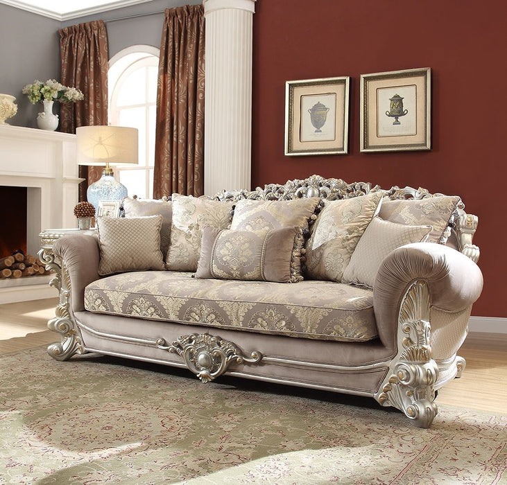 HD-372 - Sofa - Silver With Gold Highlight