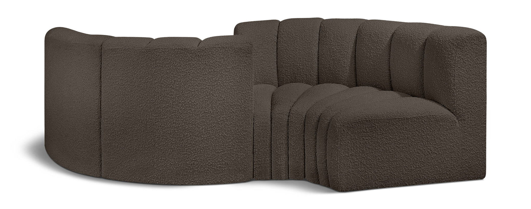 Arc - Boucle Fabric 4 Piece Curved Modular Sofa