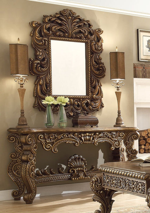 HD-8011 - Console Table - Antique Gold & Pefect Brown