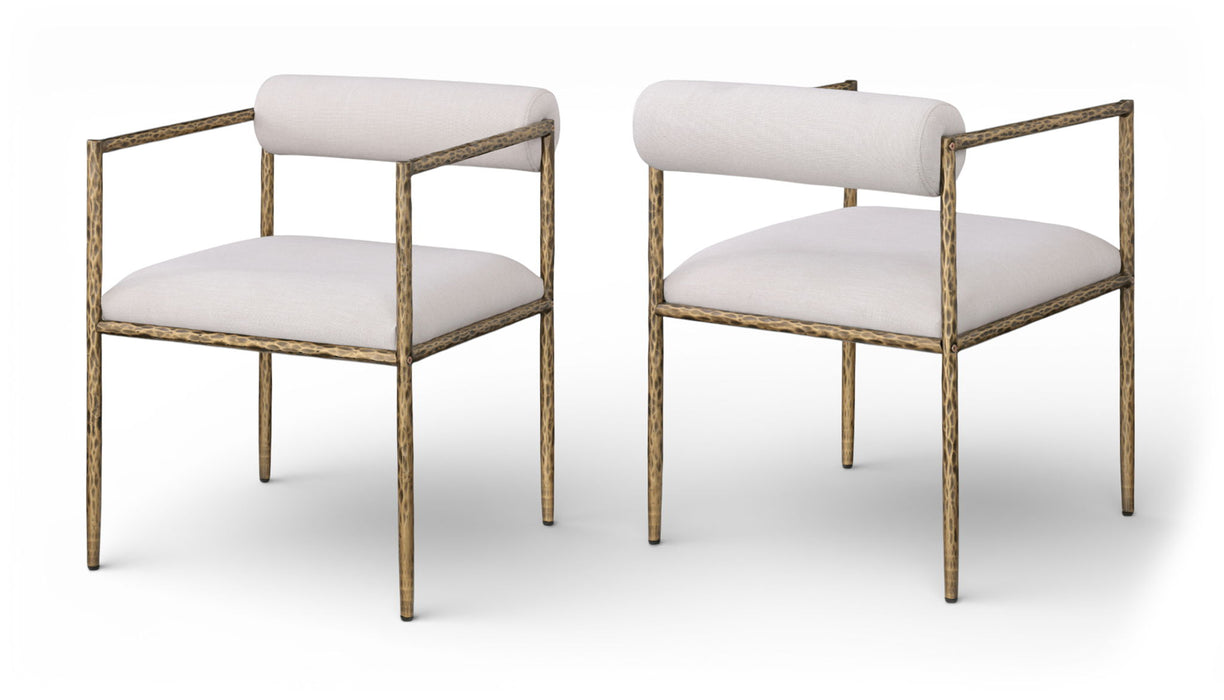 Axis - Linen Textured Beige Fabric Upholstered Dining Chair (Set of 2)