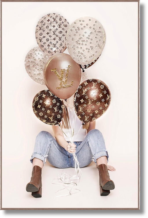 Rose Metallic Balloons - 32" x 47" Framed Wall Art - Albert's Furniture (Wayne, MI)