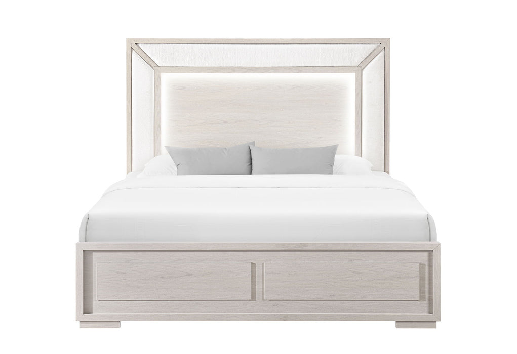Clara - King Bed With LED - Beige