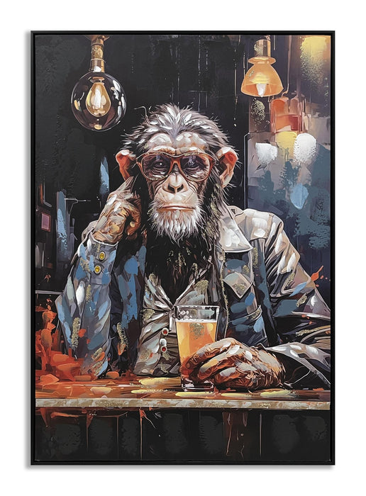 Pensive Primate Toast - 28" x 40" Framed Wall Art - Dark Brown