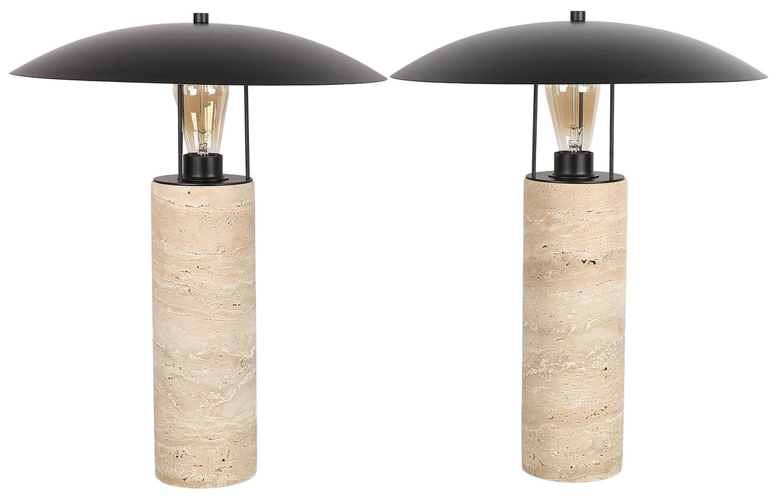 Mesa Canopy - 20 X 16 - Travertine Accent Lamp (Set of 2) - Travertine