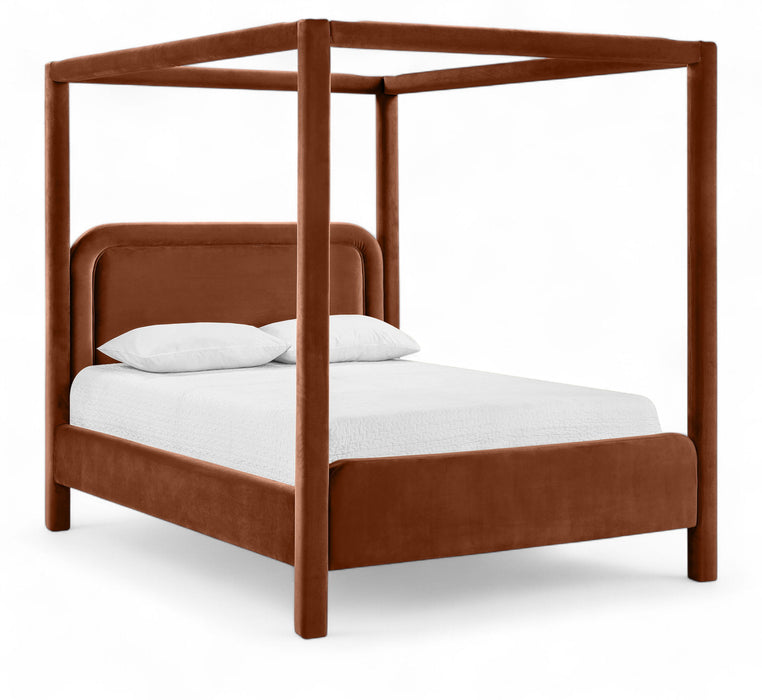 Salina - Velvet Upholstered Bed - Cognac