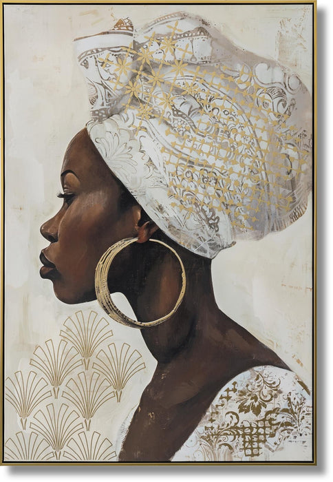 Regal Gilded Profile - 33" x 48" Framed Wall Art - Gray