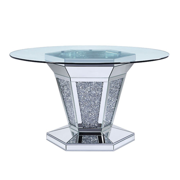 Noralie - Dining Table - Mirrored, Faux Diamonds & Clear Glass