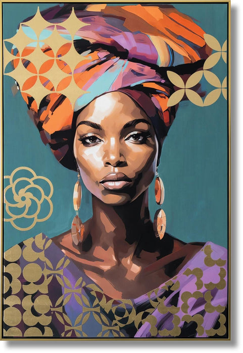Golden Essence - 48" x 33" Framed Wall Art - Light Blue