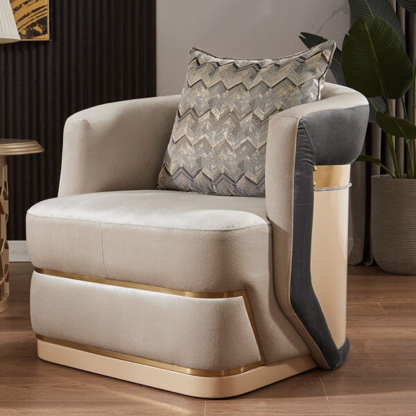 HD-9008 - Chair - Gray / Beige