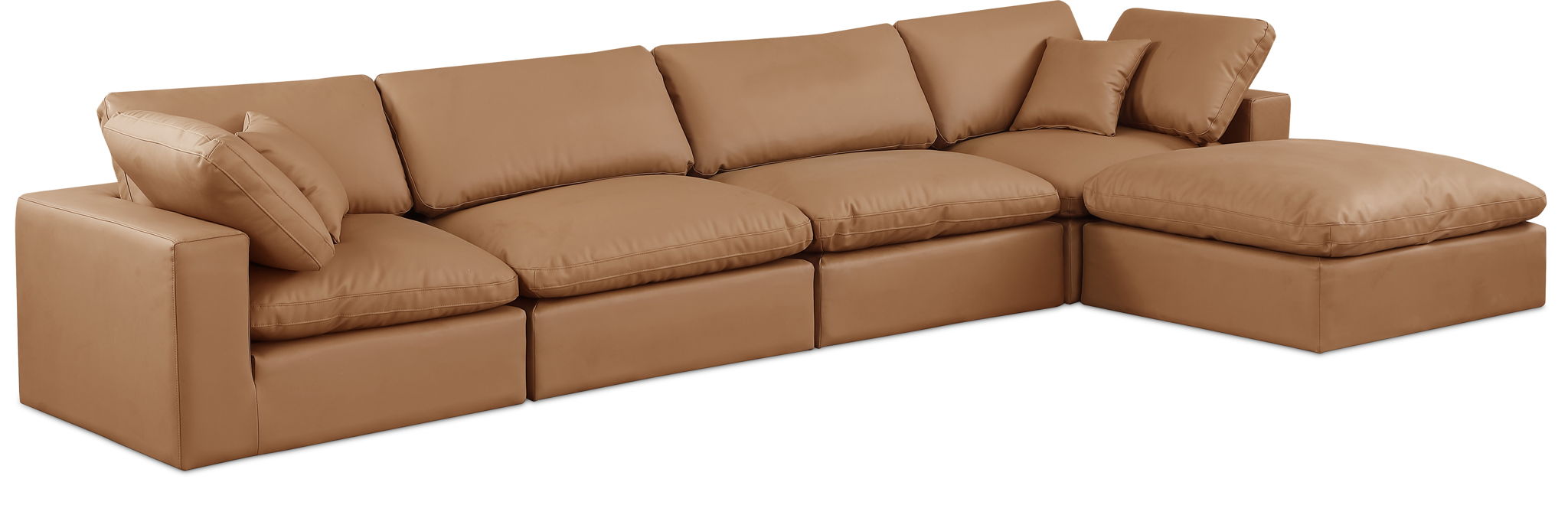 Comfy - 5 Piece Faux Leather Modular Sectional With Chaise
