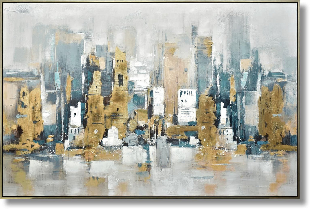 Urban Gold Reflection - 39" x 59" Framed Wall Art - Gold - Albert's Furniture (Wayne, MI)