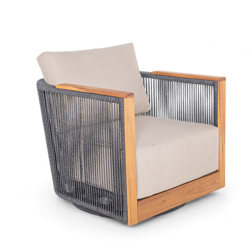 Veranda - Wicker & Wood Swivel Patio Club Chair With Cushions - Natural / Gray / Brown - Albert's Furniture (Wayne, MI)