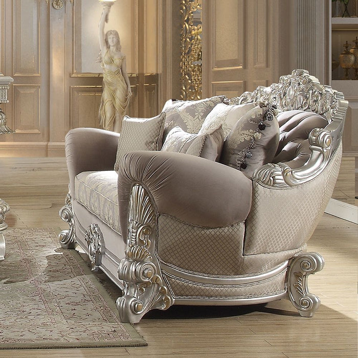 HD-372 - Loveseat - Silver With Gold Highlight